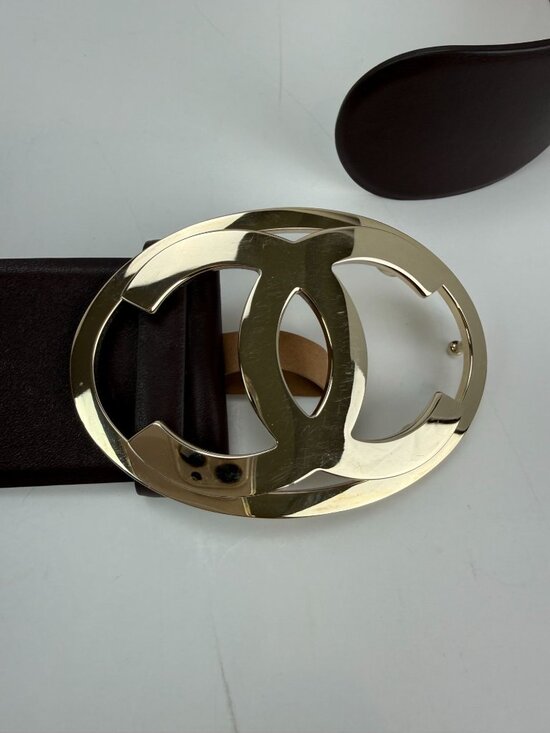 Chanel Interlocking CC Logo Brown Leather Belt 95/38